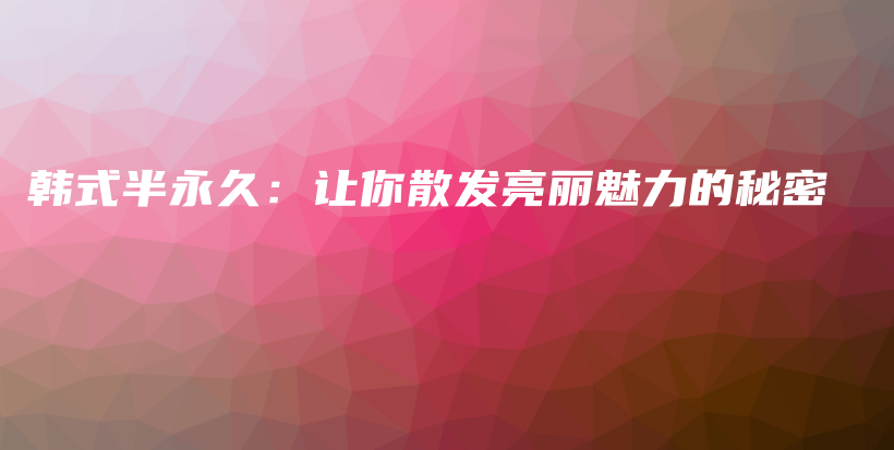 韩式半永久：让你散发亮丽魅力的秘密插图