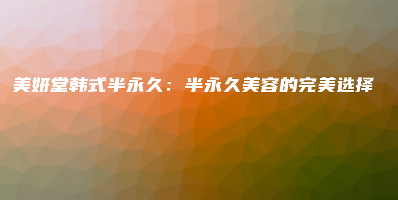 美妍堂韩式半永久：半永久美容的完美选择插图