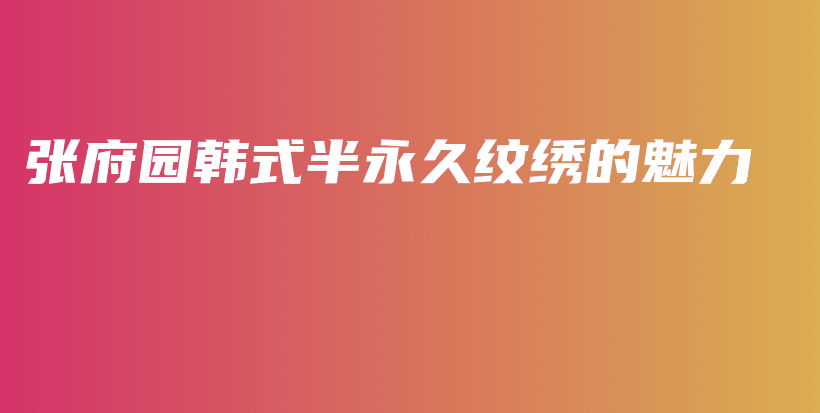张府园韩式半永久纹绣的魅力插图
