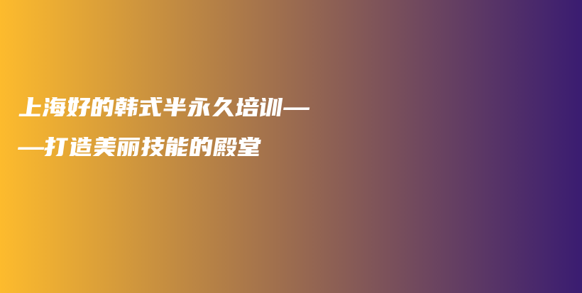 上海好的韩式半永久培训——打造美丽技能的殿堂插图