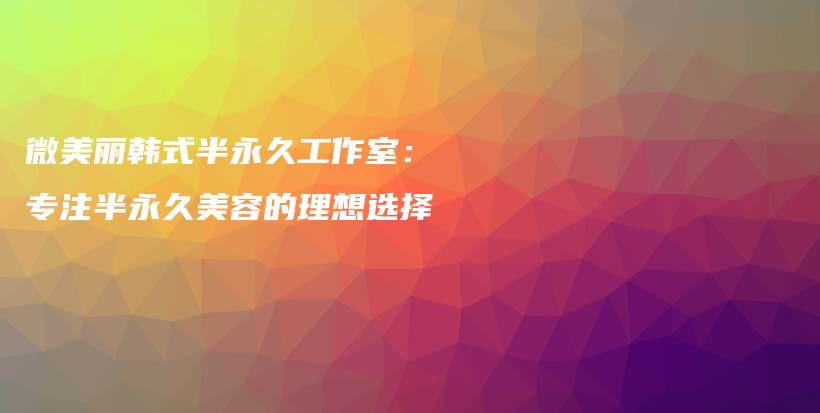 微美丽韩式半永久工作室：专注半永久美容的理想选择插图