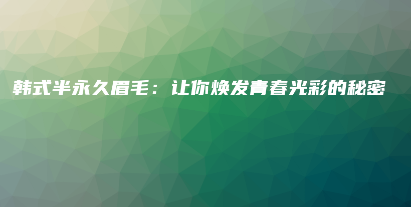 韩式半永久眉毛：让你焕发青春光彩的秘密插图